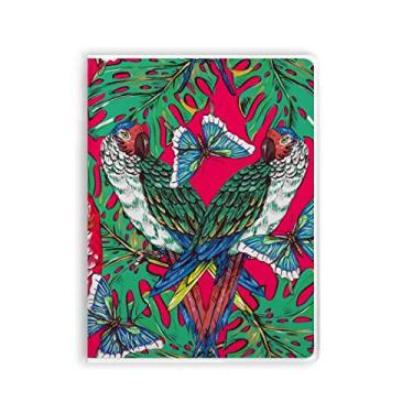 Imagem de Caderno de folhas de pássaro rosa céu feliz capa de goma diário capa macia