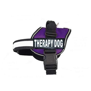 Imagem de Therapy Dog Harness Service Working Vest Jacket Remendos removíveis, a compra vem com 2 caminhos reflexivos para cães terapêuticos. Meça o cão antes de fazer o pedido. (Circunferência 48-63,5 cm,