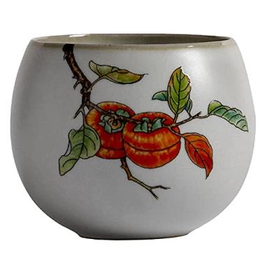 Imagem de PAYNAN Conjunto de 2 peças chineses retrô xícara de café feita à mão xícara de café de cerâmica pintada à mão