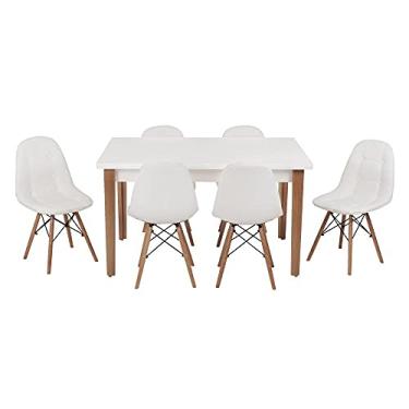 Imagem de Conjunto Mesa de Jantar Luiza 135cm Branca com 6 Cadeiras Botonê - Branco