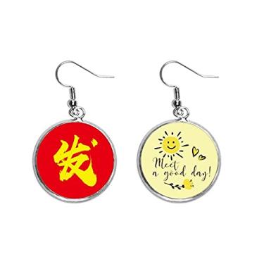 Imagem de Brinco de flor de sol dourado chinês, felicitações, implicação, gota de orelha, joia moderna