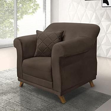 Imagem de Poltrona Estofada Decorativa Sala de Estar Quarto Escritório Leitura (VELUDO MARROM)