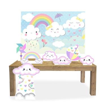 Imagem de Kit 7 Enfeites Display Festa Chuva de Benção com Painel