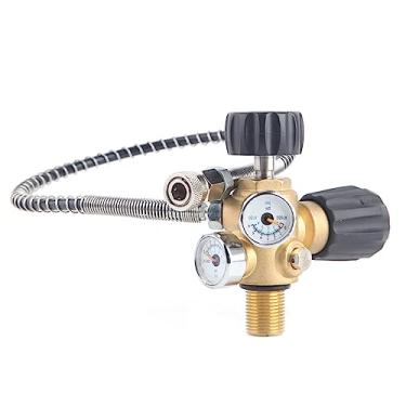Imagem de Yasorn Adaptador de válvula DIN Upgrade M18 × 1,5, estação de enchimento de paintball para tanque HPA/tanque de ar PCP com medidor de alta pressão 4500 psi PCP mangueira de ar de enchimento de