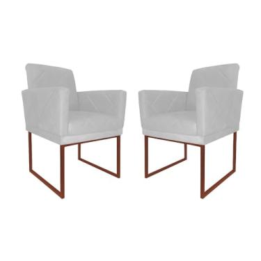 Imagem de Kit 02 Poltronas Klara Para Sala Base Ferro Bronze Suede - Estopar