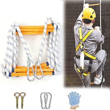 Imagem de Escada De Incêndio De Emergência Escada De Segurança Dobrável Resistente A Alumínio Com Mosquetões Para Rápida Implantação Em Incêndio, Capacidade De Peso De Até 1700 Libras,39 Pés/12 M,YUYANAIAI