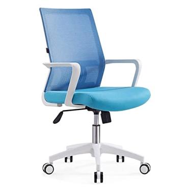 Imagem de Cadeira de escritório Cadeira de mesa Mesa e cadeira Cadeira de computador ajustável Cadeira de elevação rotativa Encosto médio Cadeira de rede Cadeira de trabalho ergonômica (cor: azul) Full moon