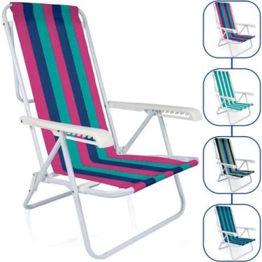 Imagem de Cadeira De Praia Mor Aço Carbono Reclinável 8 Posições Cores Diversas