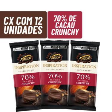 Imagem de 12X Chocolate Amargo 70% Cacau Crunchy Inspiration 80G Arcor
