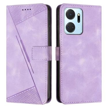 Imagem de Capa Carteira Compatível com Huawei Honor X7A Carteira Flip Phone Case Suporte para cartão Flip Cover Phone Case Alça de pulso Capa para telefone Compatível com Huawei Honor X7A (Size : Purple)