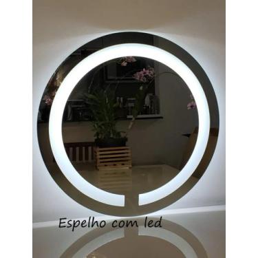 Imagem de Espelho Com Led Redondo Jateado 60cm - Woodglass
