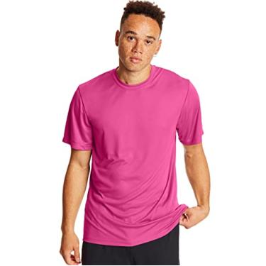 Imagem de Hanes Pacote de camiseta masculina esportiva, camiseta Cool DRI com absorção de umidade, camiseta de desempenho, pacote com 2, Rosa (uau), GG