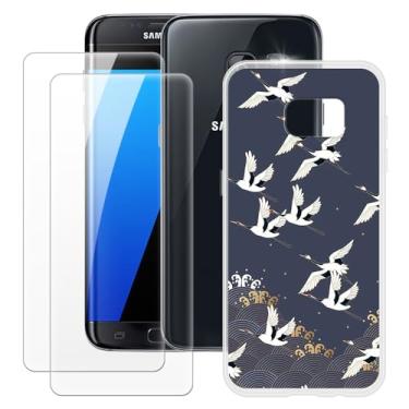 Imagem de MILEGOO Capa para Samsung Galaxy S7 Edge + 2 peças protetoras de tela de vidro temperado, capa de TPU de silicone macio à prova de choque para Samsung Galaxy S7 Edge (5,5 polegadas)