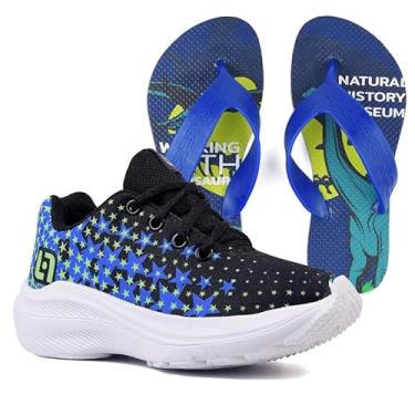 Imagem de Tenis Infantil De Amarrar Meninos Leve Desenhos LIGHT + Chinelo Cor:Azul;Tamanho:27