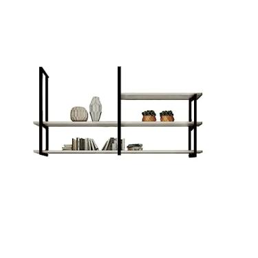 Imagem de Prateleira Industrial Flutuante Kit GOLD Suportes Preto Prateleiras Branca Completo Escritório Sala Cozinha (100cm)