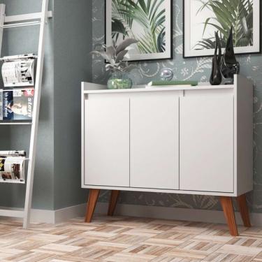Imagem de Aparador Buffet para Sala 90x100x36cm Retro MDF Branco Madri