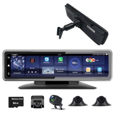 Imagem de XRC TECH 4G Dash Cam Espelho Retrovisor, Android 8.1, Espelho Retrovisor Panorâmico 360°, Câmera de Estacionamento, 4 Câmeras, GPS Wi-Fi, Navegação Bluetooth, Tela IPS Touch de 12 Polegadas