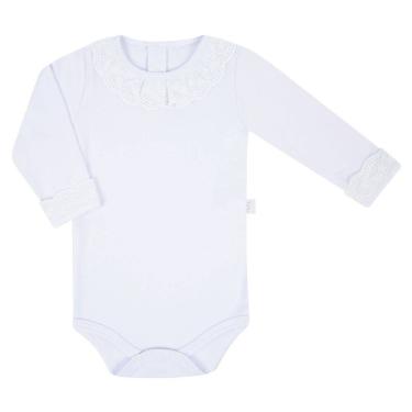 Imagem de Body Bebê Longo com Renda Ursinhos Branco Liso - Hug