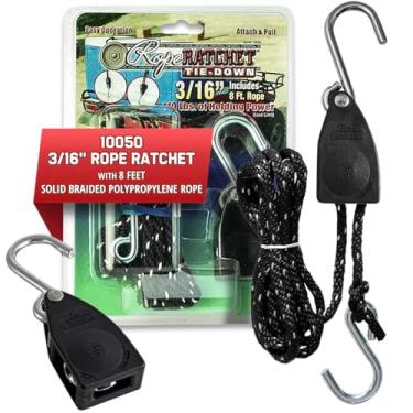 Imagem de Rope Ratchet Corda de fixação 10050 3/16" com corda de poliprolyene trançada sólida de 2,5 m, capacidade de peso de 50 kg