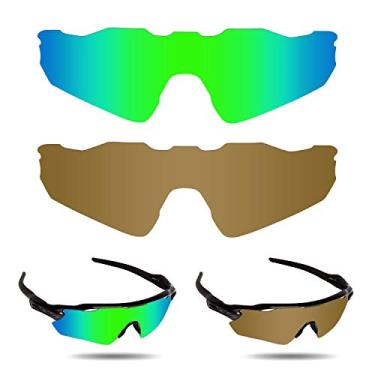 Imagem de Fiskr Lentes de reposição anti-água salgada para óculos de sol Oakley Radar EV Path (verde e bronze, triacetato termoformado (TAC) -Polarizado)