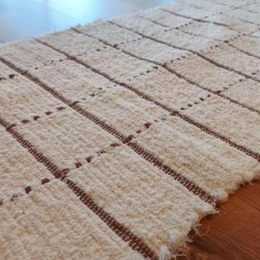 Imagem de Tapete Passadeira Algodão Cru Grid Caramelo Peludo 50 x 150