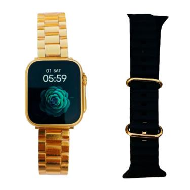 Imagem de Smartwatch Ultra Mini Gold 41mm Serie 9 Chamadas 2 Pulseiras
