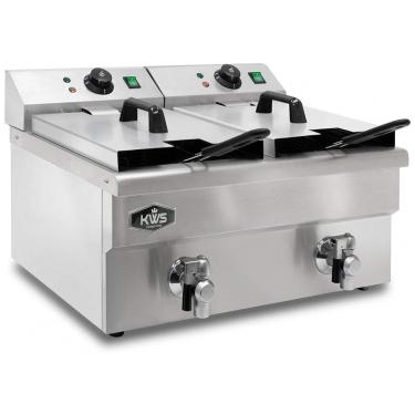 Imagem de Fritadeira Elétrica Dupla Profissional 11,4 Litros de Capacidade, Aço Inoxidável, 110V 3500W, KWS DY 12