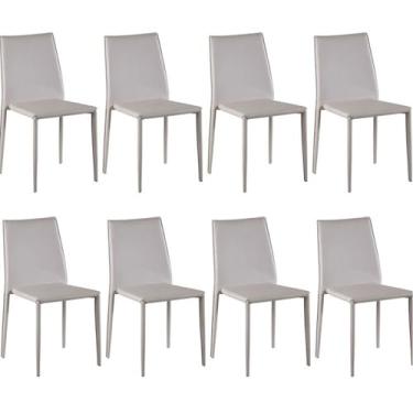Imagem de Kit com 8 Cadeiras de Jantar Amanda Pvc Nude