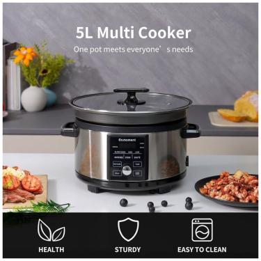 Imagem de Panela Elétrica Programável 5,1L com Temporizador e Revestimento Antiaderente em Liga de Alumínio, 110V 1000W,  Eamoment, Prata