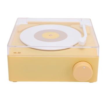 Imagem de Alto-falante Com Toca-discos Portátil Com Despertador Bonito, Alto-falante Giratório Sem Fio ABS para Decoração de Mesa de Quarto de Casa, Sincronização Com Smartphones,