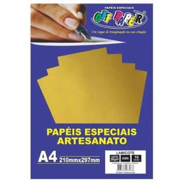 Imagem de Papel Lamicote 250g 10 Folhas Off Paper - Ouro