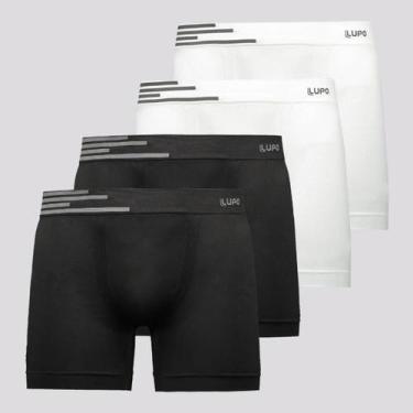 Imagem de Kit 4 Cuecas Boxer Lupo Microfibra Sem Costura Branca e Preta, G
