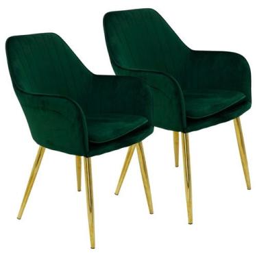 Imagem de Kit 2 Cadeiras Poltrona Lines Base Dourada Recepção Sala Suede - Liant