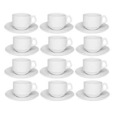 Imagem de Jogo 12 Xícaras De Chá Porcelana Empilhavel 200ml Oxford