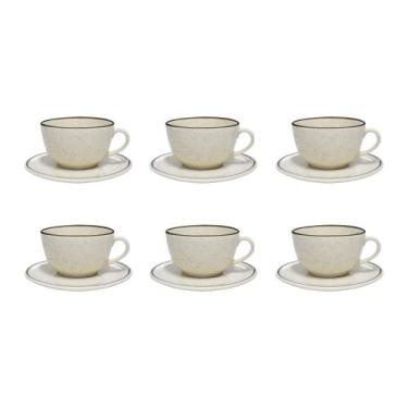 Imagem de Jogo 6 Xícaras De Café Porcelana Oxford Unni Brisa 200ml Kit Completo