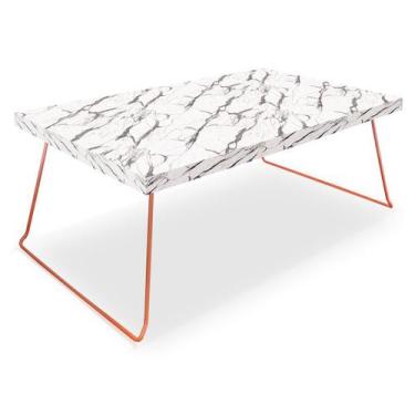 Imagem de Mesa de Centro Berlim Retangular em Aço e MDF Clean - Cobre e Vulcano 