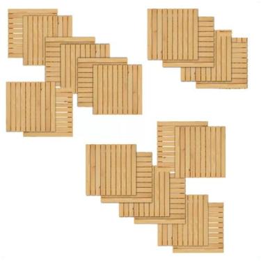 Imagem de Kit 20 Deck Madeira Modular 50x50 Natural Área Int E Ext - Belfix