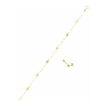 Imagem de Conjunto Brinco E Pulseira Bebê Infantil 3mm Em Ouro 18k - Rd Magazine