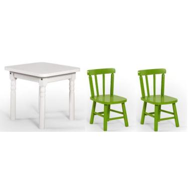 Imagem de Conjunto Infantil 60x60 Com 2 Cadeiras - Verde - JM Móveis