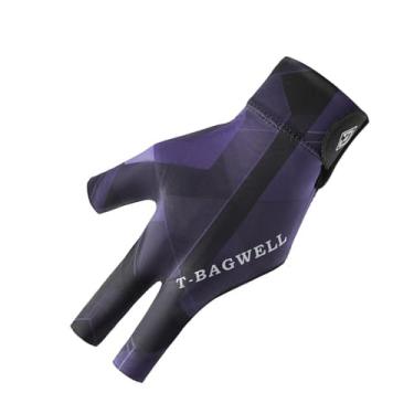 Imagem de kowaku Luva de bilhar de 3 dedos, luva de bilhar elástica universal para mão esquerda para mulheres e homens, luva de jogadores de sinuca para jogos internos, Preto E Roxo