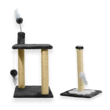 Imagem de Arranhador Para Gatos 2 Plataformas Brinquedos Poste P Torre Sisal Car