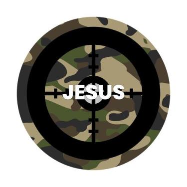 Imagem de Painel de Tecido Sublimado Redondo Meu alvo é Jesus Camuflado C/ Elást