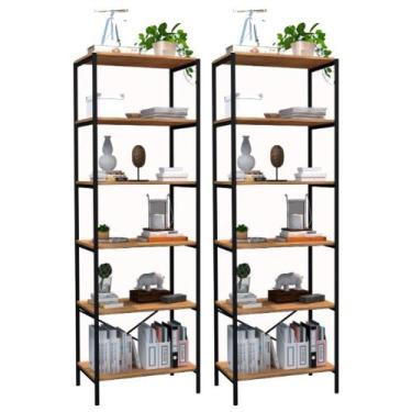 Imagem de Kit 02 Estantes Livreiro Multiuso Trento Estilo Industrial 180cm Demol