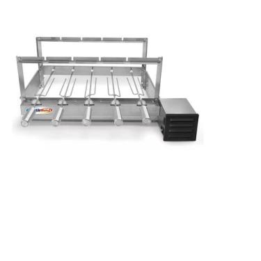 Imagem de Churrasqueira Giratória Inox Grill 5 Espetos Rotativa Gira Bivolt Moto