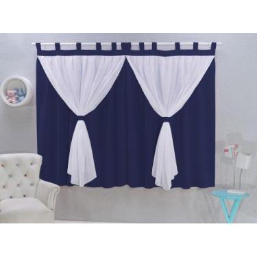 Imagem de Cortina para  Quarto Do Bebê 2,00m X 1,70m com Voal Marinho - Beatriz 