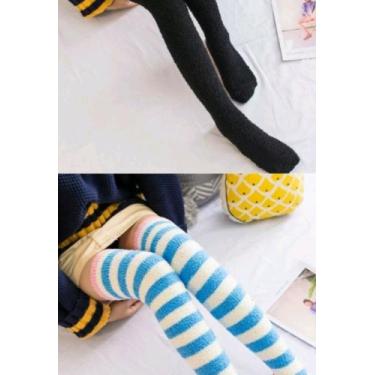 Imagem de 1 Par Meia Felpuda Cano Alto 75CM cor lisa N35a43 Masculino Feminina 7