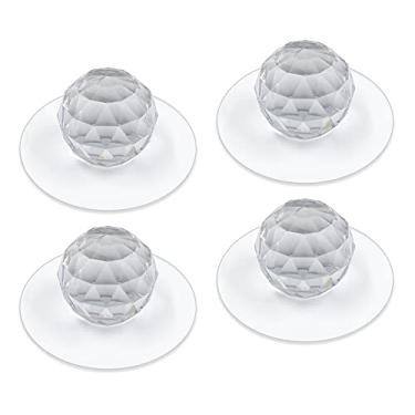 Imagem de LELE LIFE 4 maçanetas de cristal transparentes, puxador de acrílico autoadesivo sem perfuração, puxadores de gaveta de armário transparentes, puxadores para janela de estante de guarda-roupa, 2,9 cm