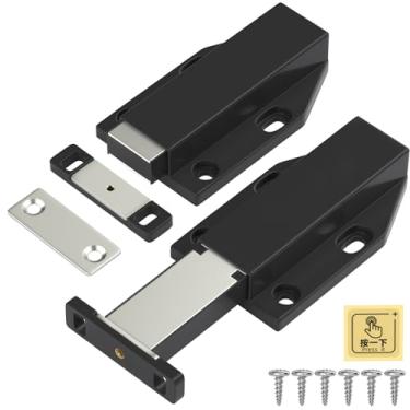 Imagem de Touch Latch Jiayi Heavy Duty Push Open Cabinet Hardware Magnético Push Spring Latch para Porta Grande Trava Pop Up Hidden Door Catch Cabinet Magnets Push Close para Gaveta de Armário (Preto, Pacote