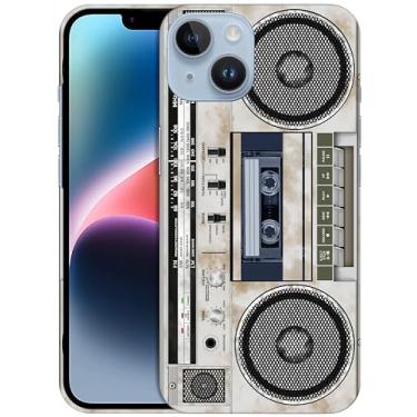 Imagem de GlamCase Capa rígida para iPhone 14, iPhone 14 - Design vintage de gravador de cassete de rádio impresso fino e elegante bonito plástico rígido designer capa traseira para celular para iPhone 14