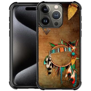 Imagem de CARLOCA Capa compatível com iPhone 16 Pro, design com estampa indiana de ponta de flecha nativa americana para meninas, à prova de choque, antiarranhões, capa traseira de policarbonato rígido para